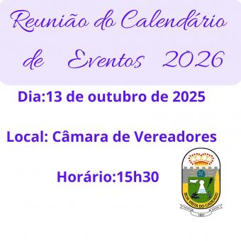 REUNIÃO CALENDÁRIO DE EVENTOS 2026